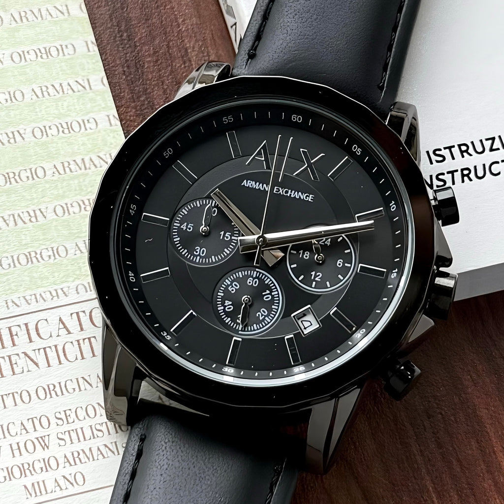 Armani Exchange Gunmetal Leather