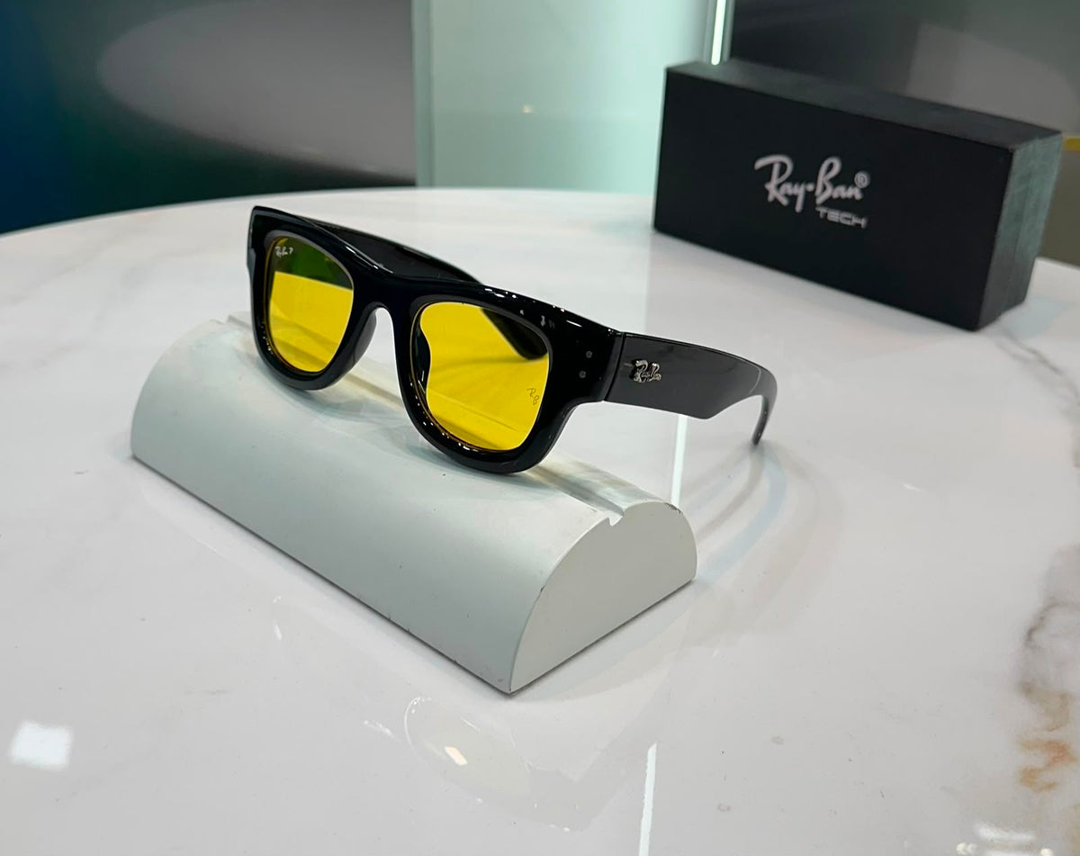 Rayba_n Black Yellow Puffer Premium Shades