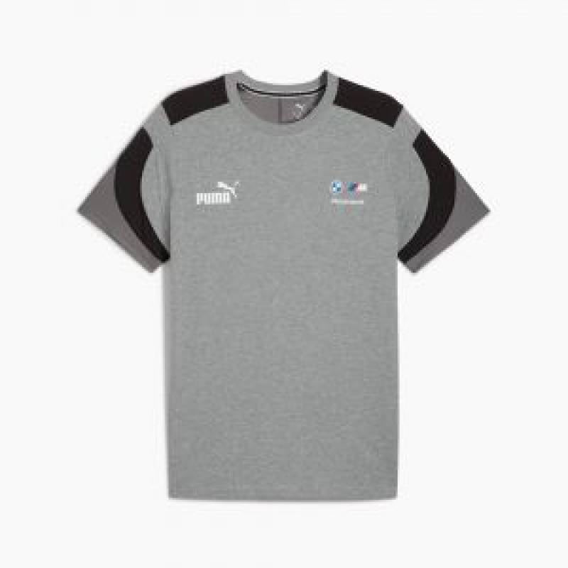 Pum_a BMW Logo Round Neck T Shirt Grey