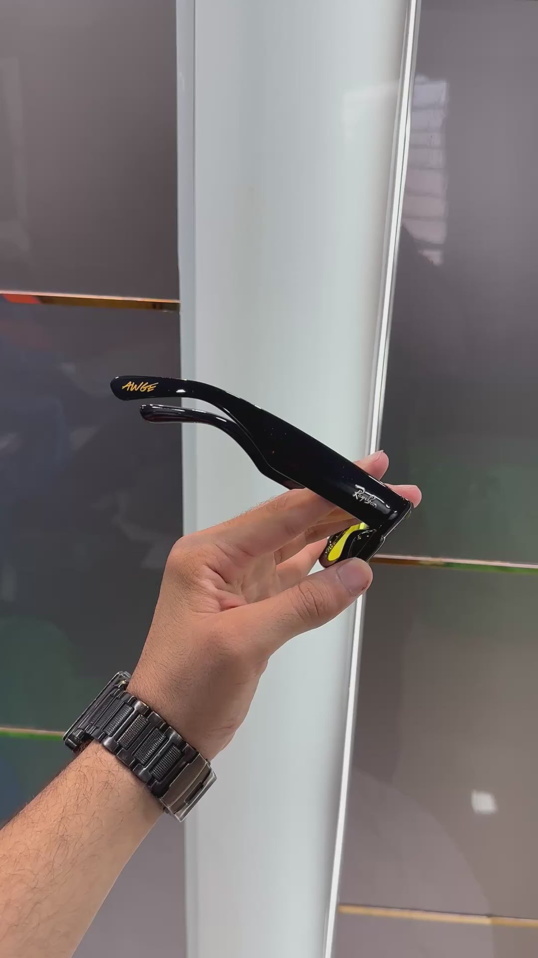Rayba_n Black Yellow Puffer Premium Shades